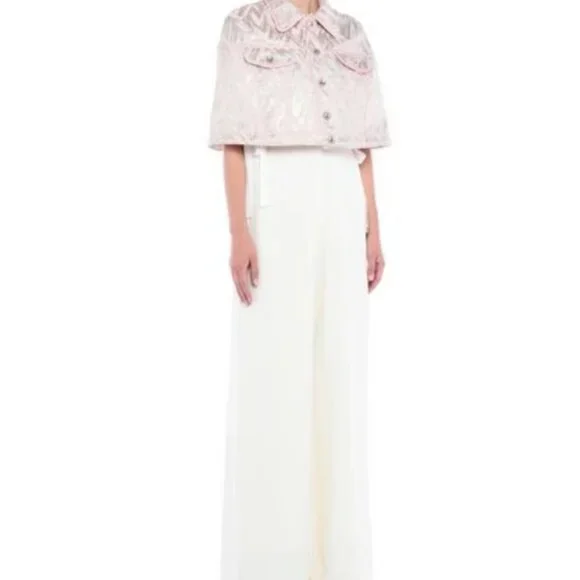 Moschino Couture Runway Brocade Pink Silver Cape Dress Jacket NWT Sz 4 - Picture 2 of 4